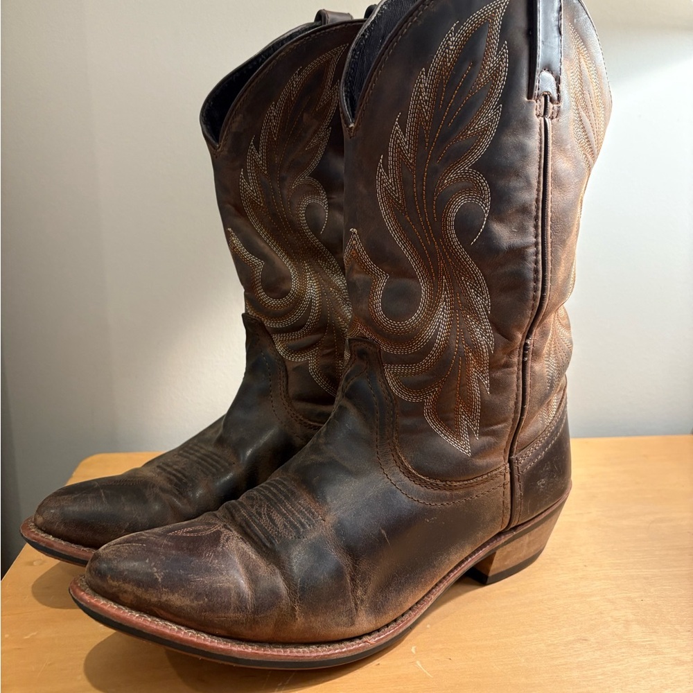 Laredo Brown Leather Embroidered Mid Calf Western Boots 51074 Women’s Size 10M